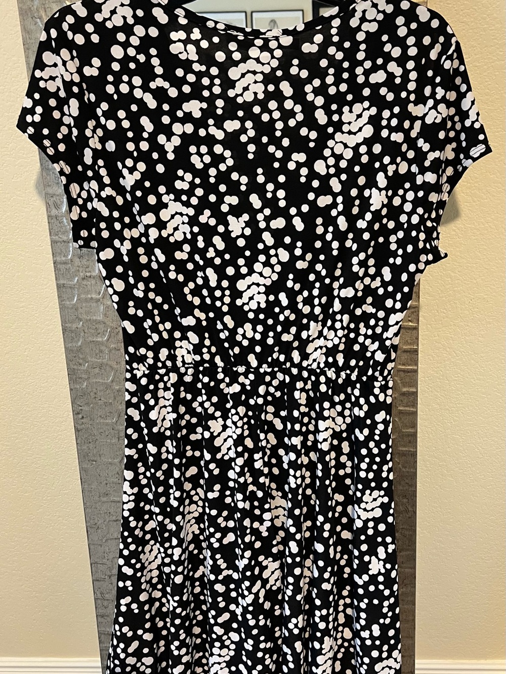 Chetta B Black and White Dot-Print Midi Dress